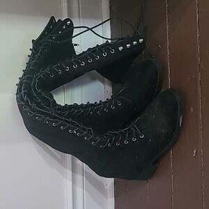 Lace up black boots